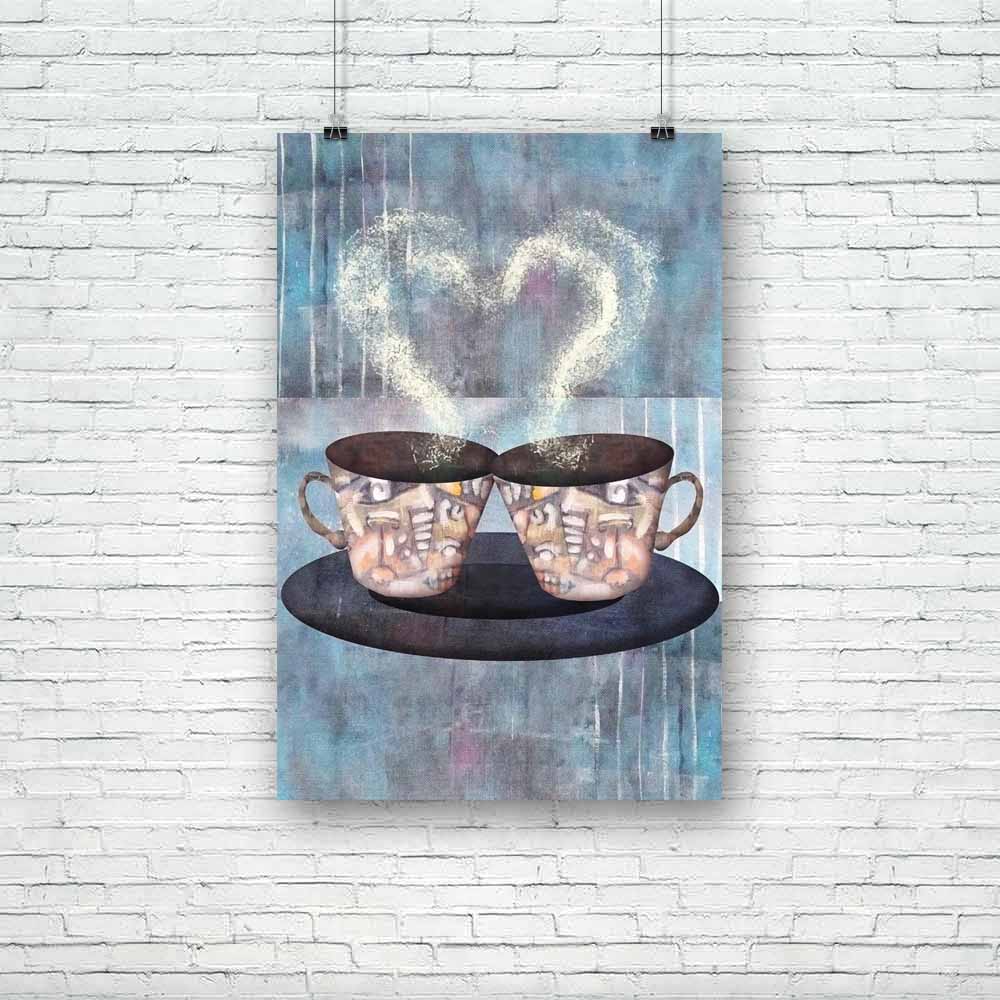 Two Cups Of Coffee Or Tea Unframed Paper Poster-Paper Posters Unframed-POS_UN-IC 5004934 IC 5004934, Allah, Arabic, Art and Paintings, Beverage, Black, Black and White, Cuisine, Food, Food and Beverage, Food and Drink, Hearts, Illustrations, Islam, Kitchen, Love, Paintings, Romance, Signs and Symbols, Symbols, two, cups, of, coffee, or, tea, unframed, paper, poster, abstract, background, aromatic, breakfast, cafe, cafeteria, cappuccino, chocolate, colore, couple, cup, decoration, dessert, drink, espresso, h