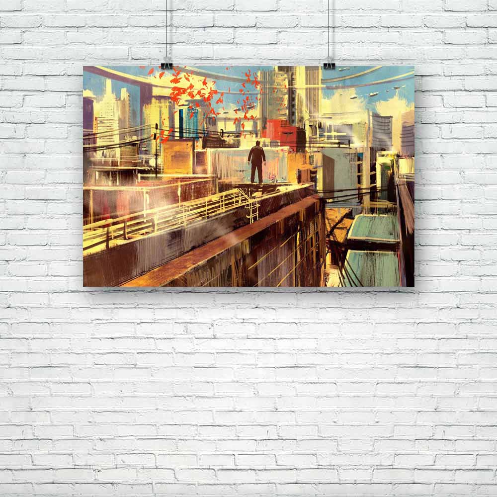 Business Man Standing On The Rooftop Unframed Paper Poster-Paper Posters Unframed-POS_UN-IC 5004958 IC 5004958, Abstract Expressionism, Abstracts, Architecture, Art and Paintings, Automobiles, Business, Cities, City Views, Digital, Digital Art, Graphic, Illustrations, Paintings, Perspective, Science Fiction, Semi Abstract, Signs, Signs and Symbols, Sports, Transportation, Travel, Vehicles, Watercolour, man, standing, on, the, rooftop, unframed, paper, poster, abstract, acrylic, action, adventure, art, artis