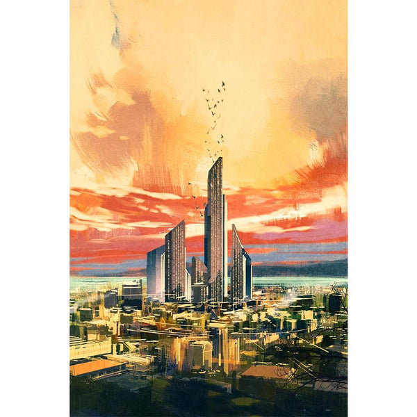 Futuristic Science Fiction City Unframed Paper Poster-Paper Posters Unframed-POS_UN-IC 5004961 IC 5004961, Abstract Expressionism, Abstracts, Architecture, Art and Paintings, Astronomy, Cities, City Views, Cosmology, Digital, Digital Art, Fantasy, Futurism, Graphic, Illustrations, Landscapes, Modern Art, Paintings, Scenic, Science Fiction, Semi Abstract, Signs, Signs and Symbols, Skylines, Space, Sunsets, Urban, Watercolour, futuristic, science, fiction, city, unframed, paper, wall, poster, future, painting
