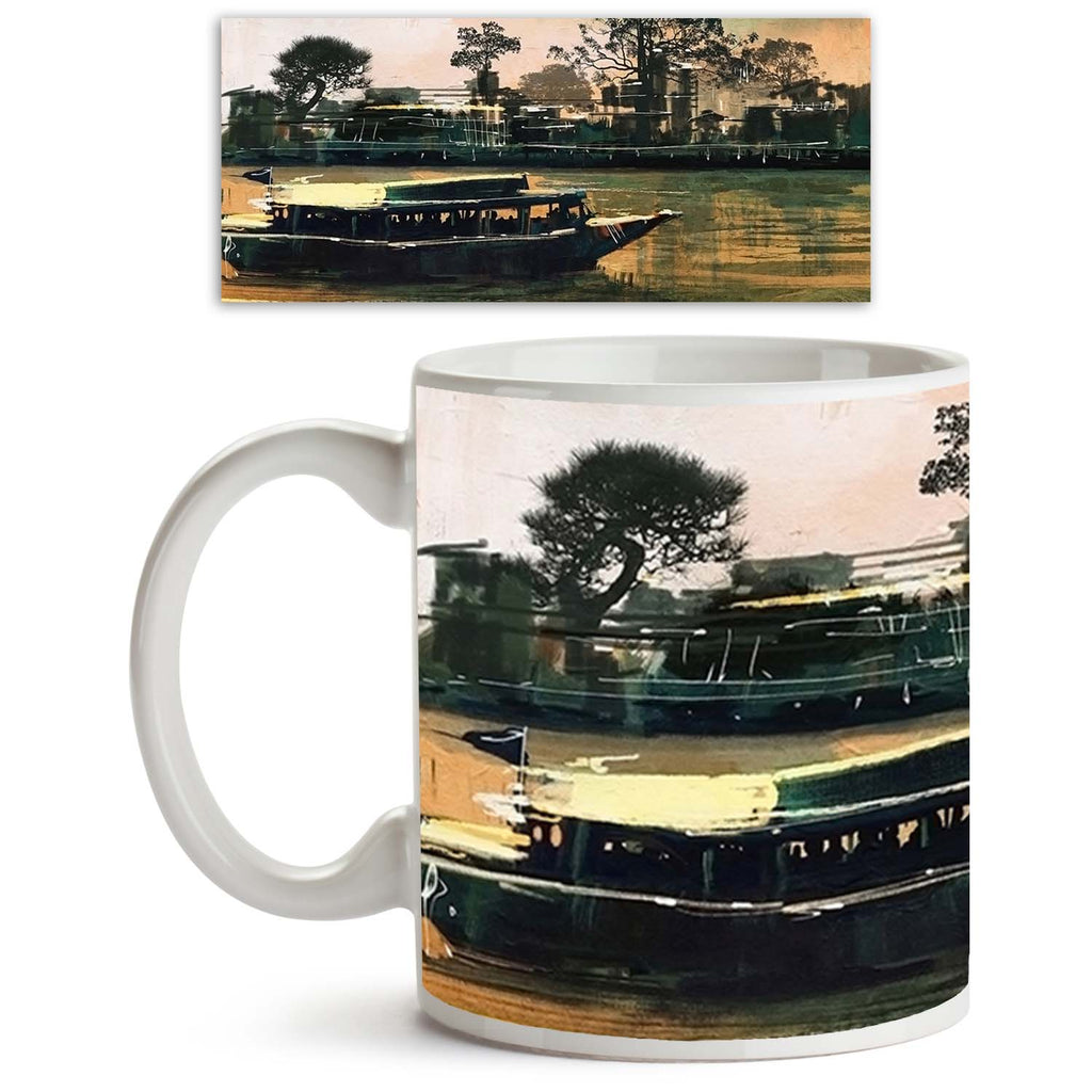 Ferry Carries Passengers On River Ceramic Coffee Tea Mug Inside White-Coffee Mugs-MUG-IC 5004967 IC 5004967, Abstract Expressionism, Abstracts, Art and Paintings, Asian, Automobiles, Boats, Brush Stroke, Culture, Ethnic, Holidays, Illustrations, Nautical, Paintings, People, Semi Abstract, Signs, Signs and Symbols, Sunsets, Traditional, Transportation, Travel, Tribal, Vehicles, Watercolour, World Culture, ferry, carries, passengers, on, river, ceramic, coffee, tea, mug, inside, white, abstract, acrylic, art,