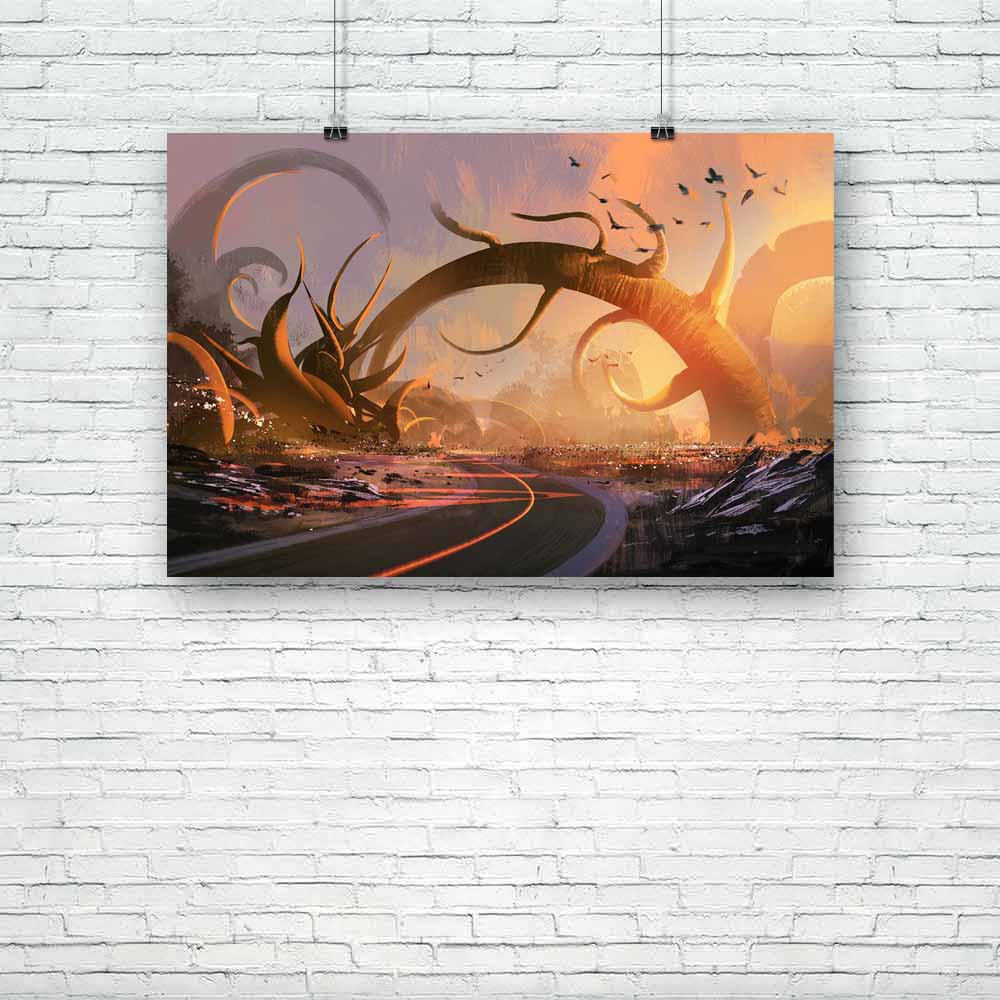 Fantasy Landscape D9 Unframed Paper Poster-Paper Posters Unframed-POS_UN-IC 5004977 IC 5004977, Abstract Expressionism, Abstracts, Art and Paintings, Birds, Fantasy, Illustrations, Landscapes, Nature, Paintings, Scenic, Science Fiction, Seasons, Semi Abstract, Signs, Signs and Symbols, Sunsets, Watercolour, Wooden, landscape, d9, unframed, paper, poster, abstract, acrylic, art, artistic, background, beautiful, bird, color, concept, cover, design, dreamy, fiction, fog, forest, giant, illustration, journey, l