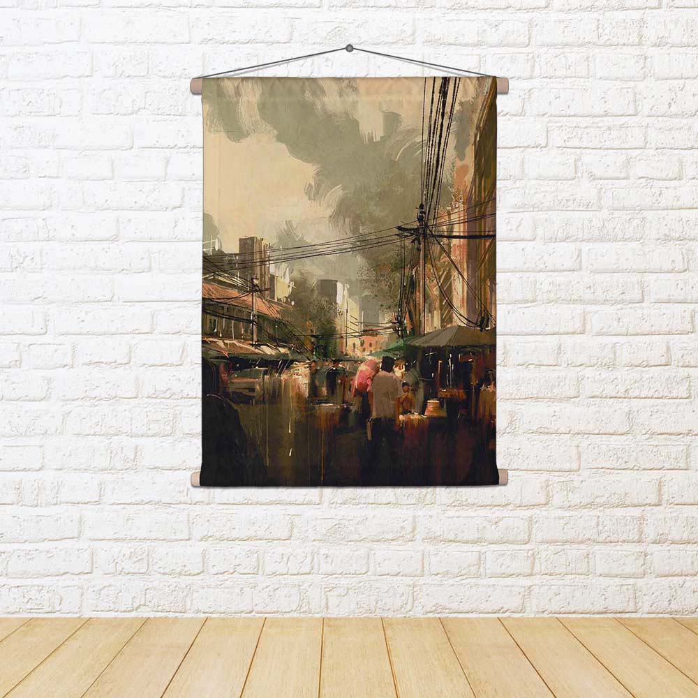 ArtzFolio Market Street Colorful Cityscape Fabric Painting Tapestry Scroll Art Hanging-Scroll Art-AZART42293115TAP_L-Image Code 5004980 Vishnu Image Folio Pvt Ltd, IC 5004980, ArtzFolio, Scroll Art, Places, Fine Art Reprint, market, street, colorful, cityscape, fabric, painting, tapestry, scroll, art, hanging, street,colorful, digital, abstract, acrylic, artistic, background, beautiful, canvas, color, concept, design, oil, shapes, style, texture, vivid, wallpaper, watercolor, alley, architecture, artwork, a