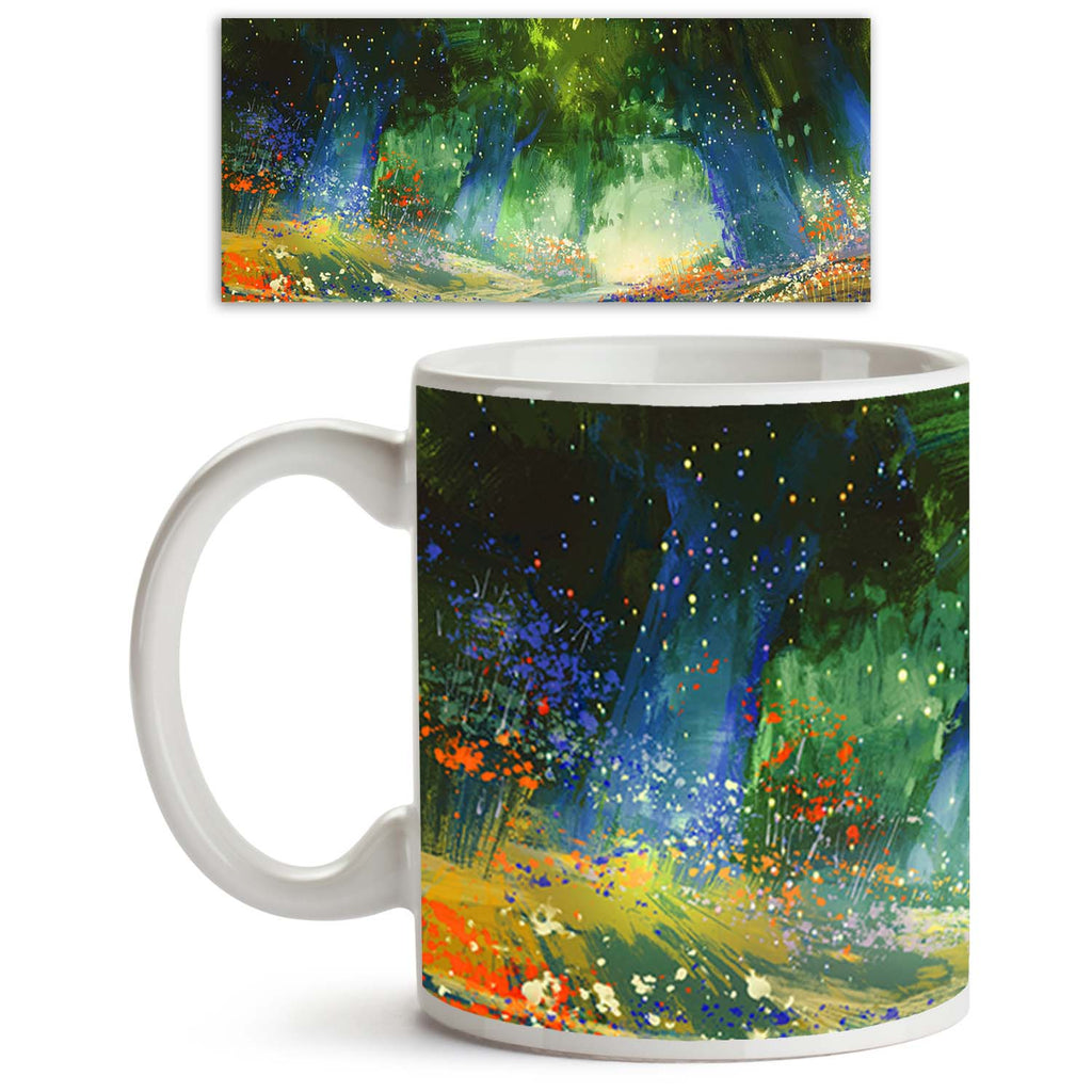 Mystic Blue & Green Forest Ceramic Coffee Tea Mug Inside White-Coffee Mugs-MUG-IC 5004983 IC 5004983, Abstract Expressionism, Abstracts, Art and Paintings, Botanical, Fantasy, Floral, Flowers, Illustrations, Landscapes, Nature, Paintings, Scenic, Semi Abstract, Signs, Signs and Symbols, Watercolour, Wooden, mystic, blue, green, forest, ceramic, coffee, tea, mug, inside, white, enchanted, jungle, landscape, fairy, magic, firefly, garden, tale, abstract, fairies, woods, oil, painting, watercolor, forests, acr