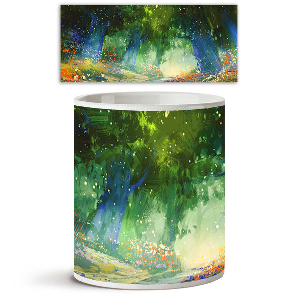 Mystic Blue & Green Forest Ceramic Coffee Tea Mug Inside White-Coffee Mugs-MUG-IC 5004983 IC 5004983, Abstract Expressionism, Abstracts, Art and Paintings, Botanical, Fantasy, Floral, Flowers, Illustrations, Landscapes, Nature, Paintings, Scenic, Semi Abstract, Signs, Signs and Symbols, Watercolour, Wooden, mystic, blue, green, forest, ceramic, coffee, tea, mug, inside, white, enchanted, jungle, landscape, fairy, magic, firefly, garden, tale, abstract, fairies, woods, oil, painting, watercolor, forests, acr