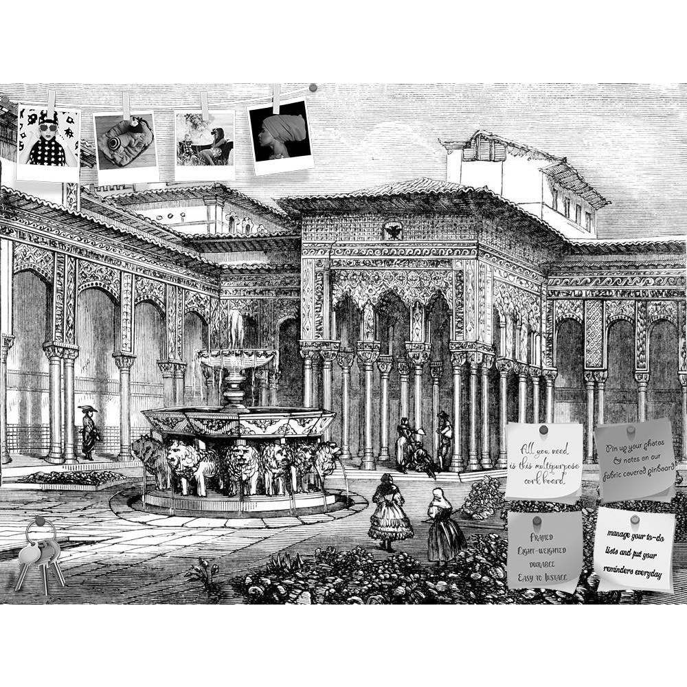 ArtzFolio Victorian Art Of Court Of The Lions Alhambra Granada Printed Bulletin Board Notice Pin Board Soft Board | Frameless-Bulletin Boards Frameless-AZSAO42498463BLB_FL_L-Image Code 5004989 Vishnu Image Folio Pvt Ltd, IC 5004989, ArtzFolio, Bulletin Boards Frameless, Places, Vintage, Fine Art Reprint, victorian, art, of, court, the, lions, alhambra, granada, printed, bulletin, board, notice, pin, soft, frameless, spain, antique, architecture, courtyard, drawing, engraving, fountain, illustration, landmar