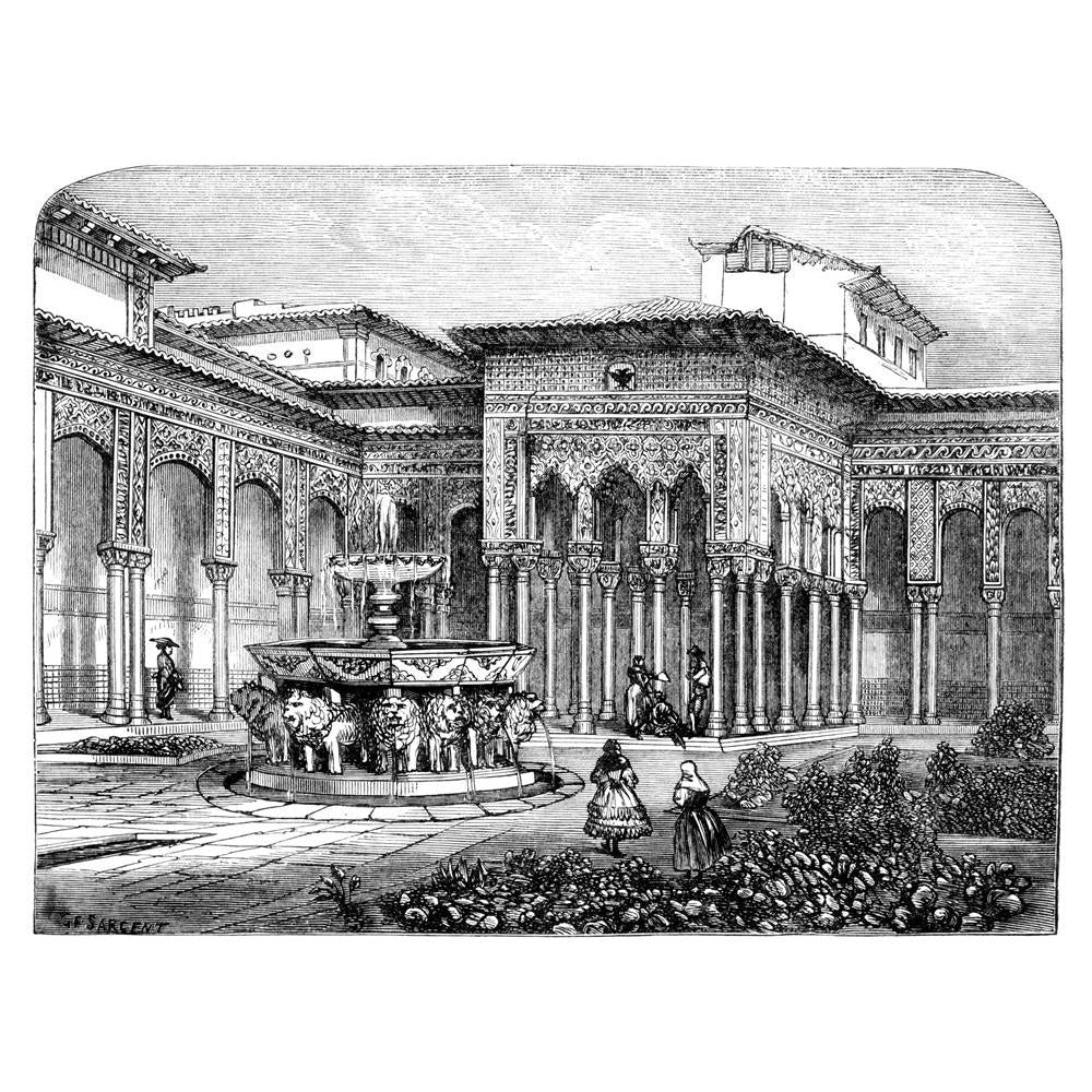 Victorian Art Of Court Of The Lions Alhambra Granada Canvas Painting Synthetic Frame-Paintings MDF Framing-AFF_FR-IC 5004989 IC 5004989, Allah, Ancient, Arabic, Architecture, Drawing, Historical, Illustrations, Islam, Landmarks, Landscapes, Medieval, Places, Scenic, Spanish, Victorian, Vintage, art, of, court, the, lions, alhambra, granada, canvas, painting, synthetic, frame, antique, courtyard, engraving, fountain, illustration, landmark, landscape, monument, moorish, muslim, palace, spain, artzfolio, wall