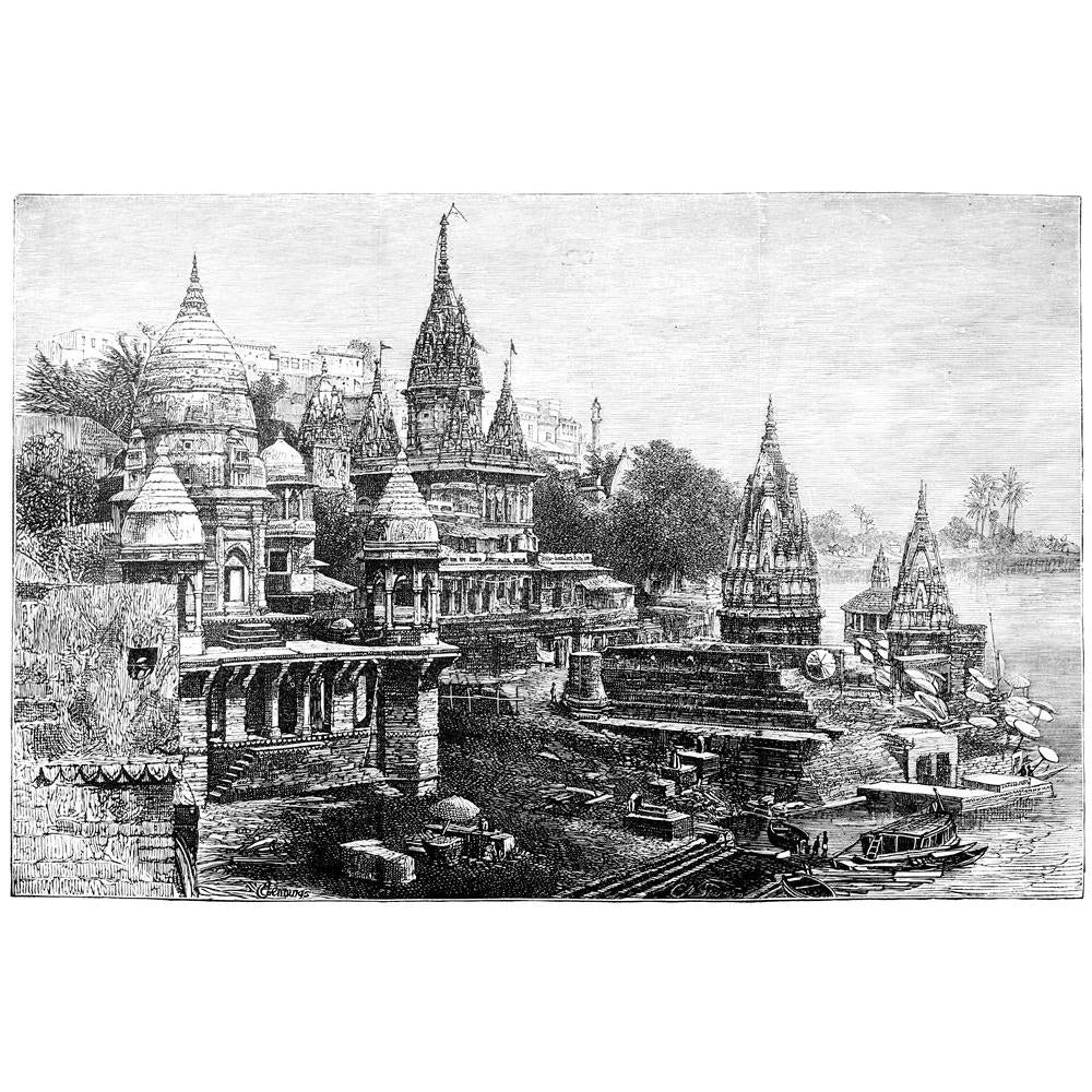 Victorian Art Of A Hindu Temples At Varansi India Canvas Painting Synthetic Frame-Paintings MDF Framing-AFF_FR-IC 5004994 IC 5004994, Ancient, Architecture, Drawing, Hinduism, Historical, Illustrations, Indian, Landmarks, Landscapes, Medieval, Places, Scenic, Victorian, Vintage, art, of, a, hindu, temples, at, varansi, india, canvas, painting, synthetic, frame, antique, engraving, illustration, landmark, landscape, monument, river, varanasi, artzfolio, wall decor for living room, wall frames for living room