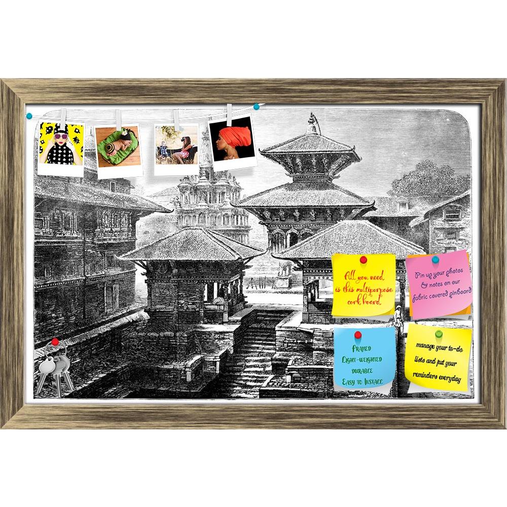 ArtzFolio Victorian Engraving Of A Temple In Nepal Printed Bulletin Board Notice Pin Board Soft Board | Framed-Bulletin Boards Framed-AZSAO42499332BLB_FR_L-Image Code 5005006 Vishnu Image Folio Pvt Ltd, IC 5005006, ArtzFolio, Bulletin Boards Framed, Places, Vintage, Fine Art Reprint, victorian, engraving, of, a, temple, in, nepal, printed, bulletin, board, notice, pin, soft, framed, antique, architecture, drawing, illustration, landmark, landscape, monument, digitally, restored, image, mid-19th, century, en
