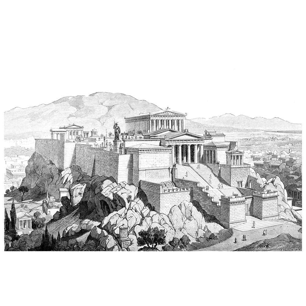 Acropolis in Athens. Greek Landmark. Vector illustration in doodle style,  linear 23786519 Vector Art at Vecteezy