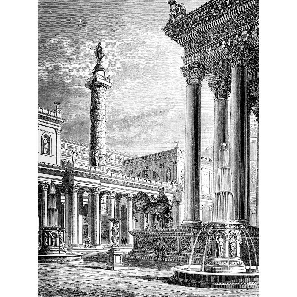 Victorian Engraving Of The Roman Forum Canvas Painting Synthetic Frame-Paintings MDF Framing-AFF_FR-IC 5005019 IC 5005019, Ancient, Architecture, Drawing, Historical, Illustrations, Landmarks, Landscapes, Medieval, Places, Scenic, Victorian, Vintage, engraving, of, the, roman, forum, canvas, painting, synthetic, frame, antique, classical, column, courtyard, illustration, landmark, landscape, monument, rome, artzfolio, wall decor for living room, wall frames for living room, frames for living room, wall art,