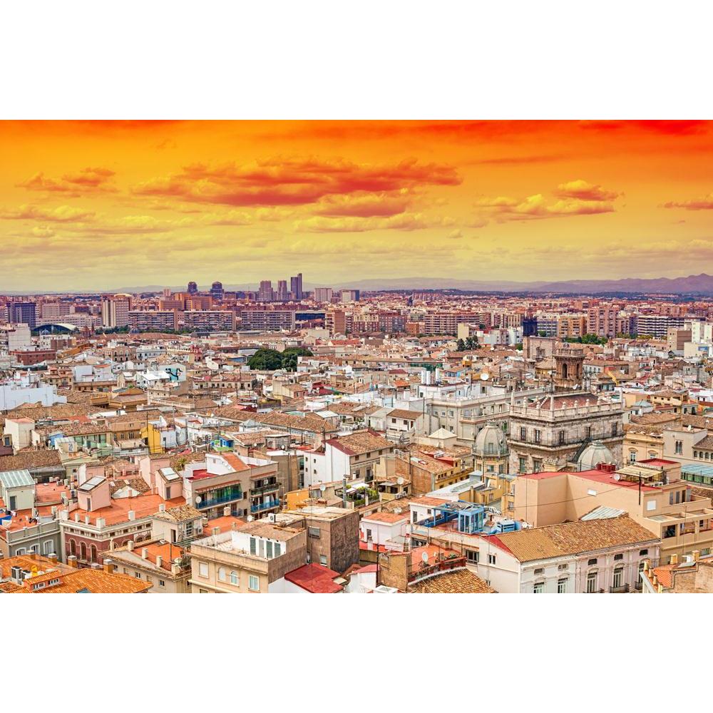 Aerial View Of Valencia, Spain Canvas Painting Synthetic Frame - Paintings MDF Framing - ArtzFolio.com