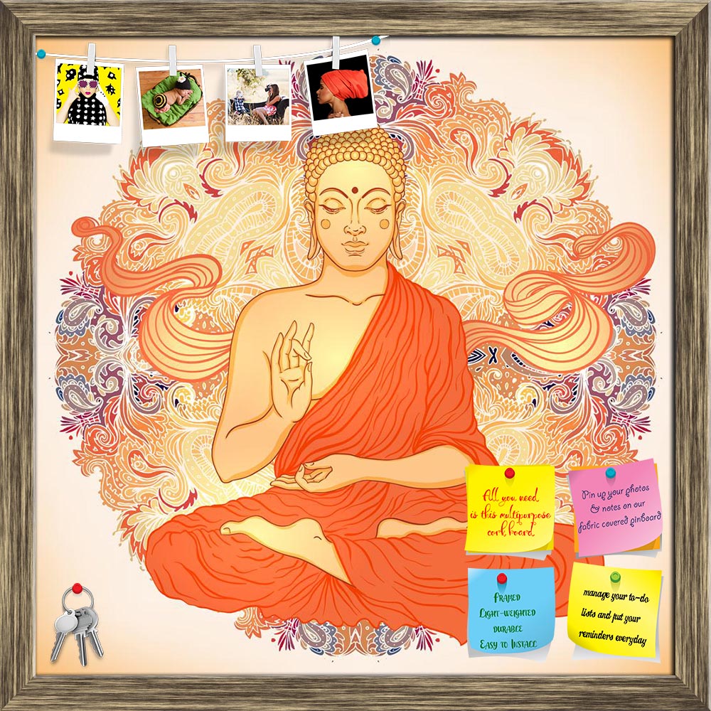 ArtzFolio Sitting Buddha Printed Bulletin Board Notice Pin Board Soft Board | Framed-Bulletin Boards Framed-AZSAO43449355BLB_FR_L-Image Code 5005107 Vishnu Image Folio Pvt Ltd, IC 5005107, ArtzFolio, Bulletin Boards Framed, Religious, Digital Art, sitting, buddha, printed, bulletin, board, notice, pin, soft, framed, ornate, mandala, round, pattern, vector, illustration, pin up board, push pin board, extra large cork board, big pin board, notice board, small bulletin board, cork board, wall notice board, gia