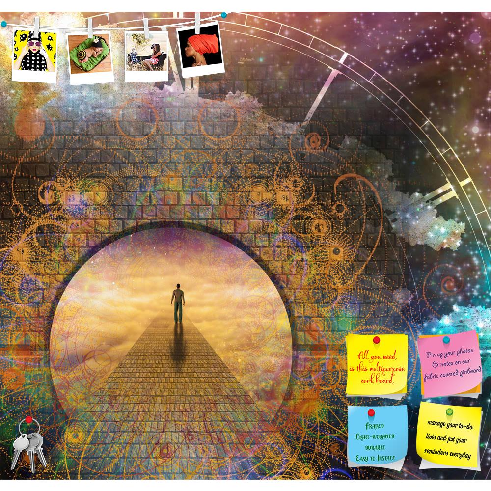 ArtzFolio Man On Path & Doorway With Aged Clock Printed Bulletin Board Notice Pin Board Soft Board | Frameless-Bulletin Boards Frameless-AZSAO43522813BLB_FL_L-Image Code 5005113 Vishnu Image Folio Pvt Ltd, IC 5005113, ArtzFolio, Bulletin Boards Frameless, Surrealism, Digital Art, man, on, path, doorway, with, aged, clock, printed, bulletin, board, notice, pin, soft, frameless, eternity, journey, mystery, concept, mysterious, illustration, future, space, entrance, soul, symbol, light, infinity, sky, alone, s