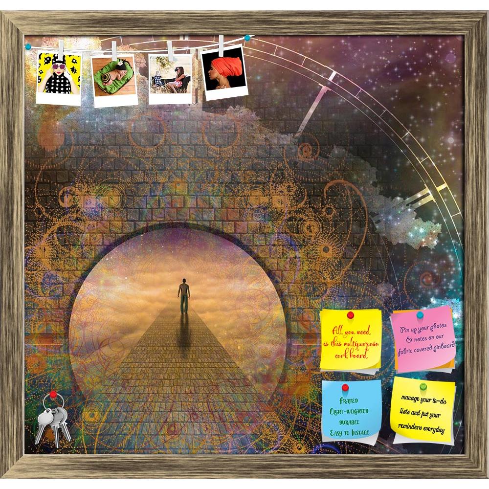 ArtzFolio Man On Path & Doorway With Aged Clock Printed Bulletin Board Notice Pin Board Soft Board | Framed-Bulletin Boards Framed-AZSAO43522813BLB_FR_L-Image Code 5005113 Vishnu Image Folio Pvt Ltd, IC 5005113, ArtzFolio, Bulletin Boards Framed, Surrealism, Digital Art, man, on, path, doorway, with, aged, clock, printed, bulletin, board, notice, pin, soft, framed, eternity, journey, mystery, concept, mysterious, illustration, future, space, entrance, soul, symbol, light, infinity, sky, alone, spirit, fanta