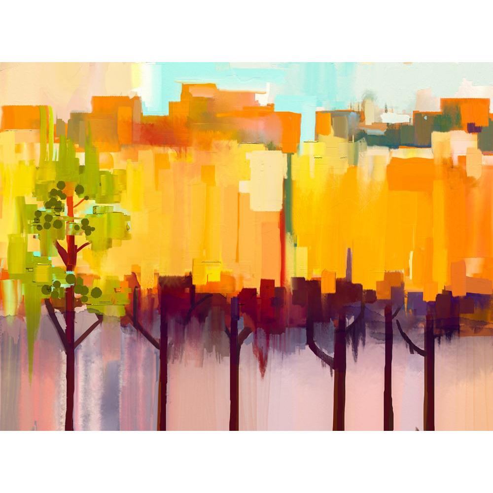 Abstract Tree In Yellow & Green Canvas Painting Synthetic Frame - Paintings MDF Framing - ArtzFolio.com