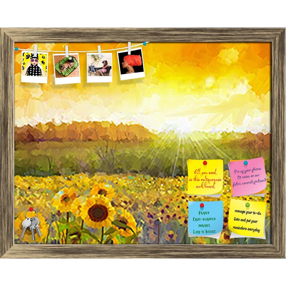 ArtzFolio Sunflower Blossom Printed Bulletin Board Notice Pin Board Soft Board | Framed-Bulletin Boards Framed-AZSAO43543762BLB_FR_L-Image Code 5005126 Vishnu Image Folio Pvt Ltd, IC 5005126, ArtzFolio, Bulletin Boards Framed, Landscapes, Photography, sunflower, blossom, printed, bulletin, board, notice, pin, soft, framed, flower, blossom.oil, painting, rural, sunset, landscape, golden, field, warm, light, hill, color, orange, background, sun, oil, sunlight, blooming, vibrant, serenity, view, fine, yellow, 
