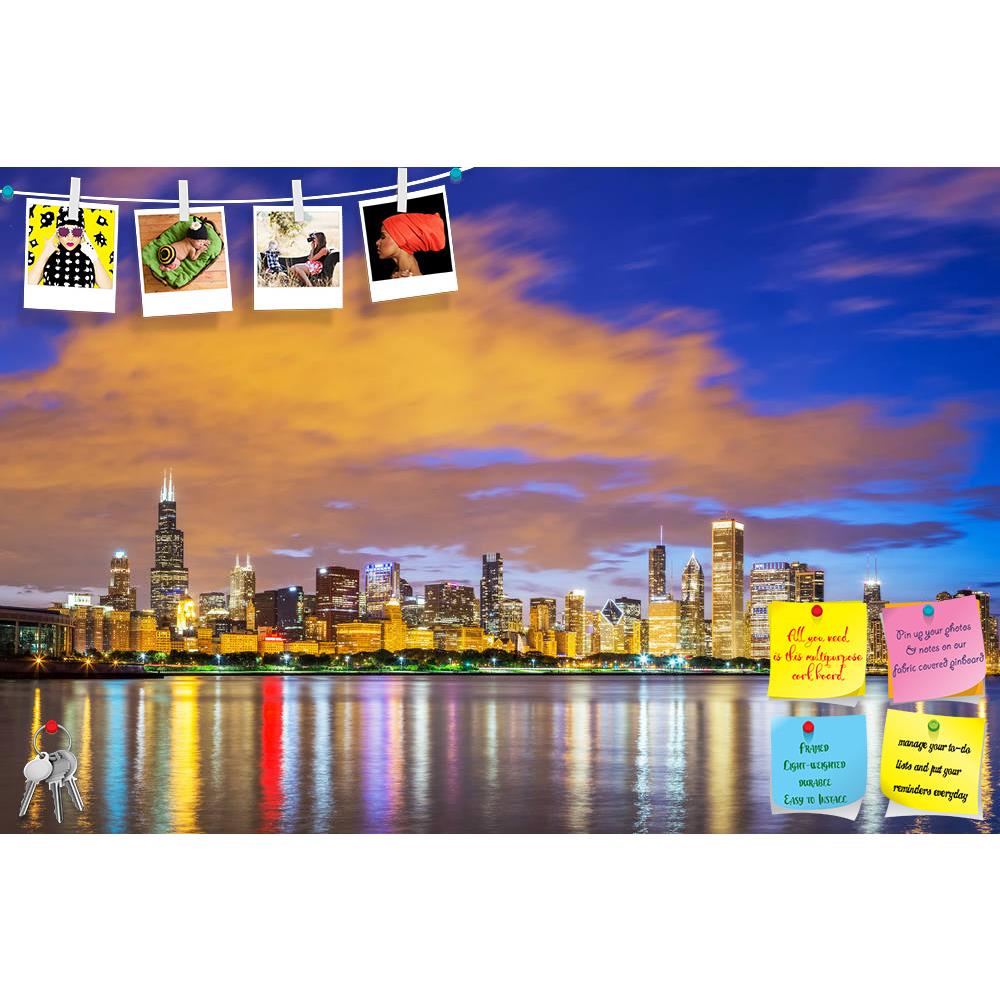 ArtzFolio Chicago Downtown Skyline & Lake Michigan, Illinois USA Printed Bulletin Board Notice Pin Board Soft Board | Frameless-Bulletin Boards Frameless-AZSAO43610502BLB_FL_L-Image Code 5005138 Vishnu Image Folio Pvt Ltd, IC 5005138, ArtzFolio, Bulletin Boards Frameless, Places, Photography, chicago, downtown, skyline, lake, michigan, illinois, usa, printed, bulletin, board, notice, pin, soft, frameless, night, cityscape, architecture, building, buildings, business, city, cloud, dusk, landmark, lights, pan