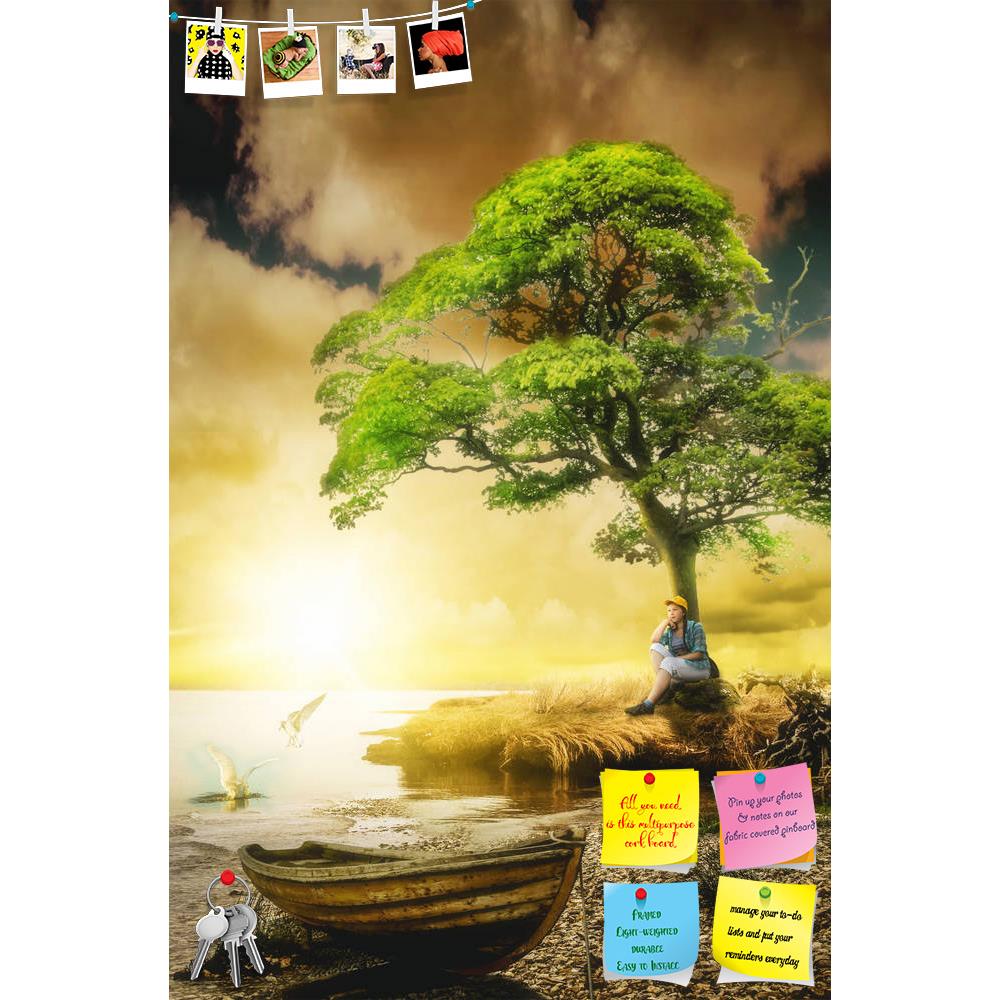 ArtzFolio Girl Sitting Under A Tree Printed Bulletin Board Notice Pin Board Soft Board | Frameless-Bulletin Boards Frameless-AZSAO43733504BLB_FL_L-Image Code 5005154 Vishnu Image Folio Pvt Ltd, IC 5005154, ArtzFolio, Bulletin Boards Frameless, Fantasy, Digital Art, girl, sitting, under, a, tree, printed, bulletin, board, notice, pin, soft, frameless, teen, near, shore, water, lake, sea, reservoir, waves, ripples, seagulls, shout, boat, deserted, grass, summer, sadness, loneliness, farewell, teenager, vacati