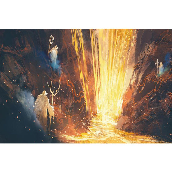 Three Wizards Casting A Spell In Lava Cave Unframed Paper Poster-Paper Posters Unframed-POS_UN-IC 5005159 IC 5005159, Abstract Expressionism, Abstracts, Art and Paintings, Fantasy, Illustrations, Marble and Stone, Paintings, Semi Abstract, Signs, Signs and Symbols, Watercolour, three, wizards, casting, a, spell, in, lava, cave, unframed, paper, wall, poster, abstract, acrylic, art, artistic, artwork, background, beautiful, canvas, color, concept, cover, crater, design, flow, glowing, hole, hot, illuminated,