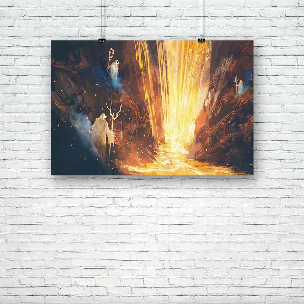 Three Wizards Casting A Spell In Lava Cave Unframed Paper Poster-Paper Posters Unframed-POS_UN-IC 5005159 IC 5005159, Abstract Expressionism, Abstracts, Art and Paintings, Fantasy, Illustrations, Marble and Stone, Paintings, Semi Abstract, Signs, Signs and Symbols, Watercolour, three, wizards, casting, a, spell, in, lava, cave, unframed, paper, poster, abstract, acrylic, art, artistic, artwork, background, beautiful, canvas, color, concept, cover, crater, design, flow, glowing, hole, hot, illuminated, illus