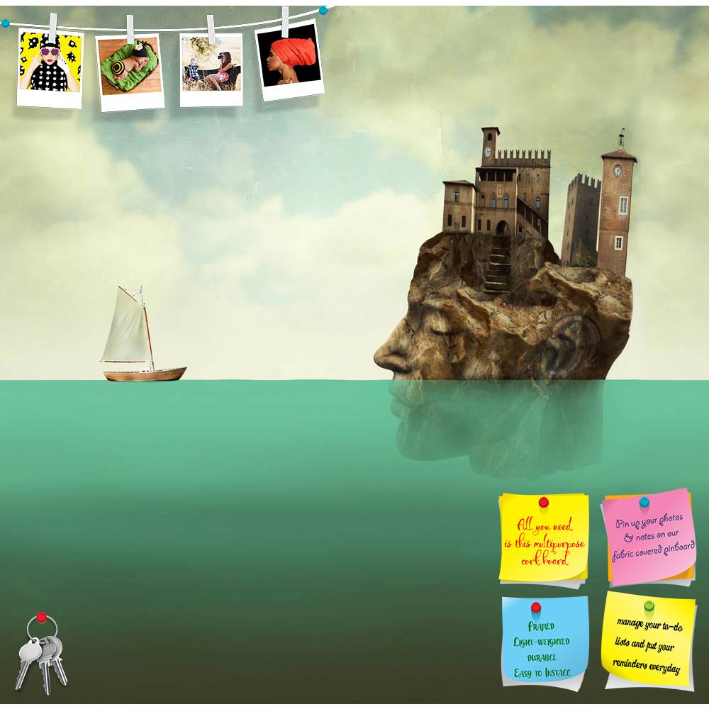 ArtzFolio Surreal Artwork of Face Of Man In Stone Printed Bulletin Board Notice Pin Board Soft Board | Frameless-Bulletin Boards Frameless-AZSAO44235790BLB_FL_L-Image Code 5005199 Vishnu Image Folio Pvt Ltd, IC 5005199, ArtzFolio, Bulletin Boards Frameless, Conceptual, Digital Art, surreal, artwork, of, face, man, in, stone, printed, bulletin, board, notice, pin, soft, frameless, artistic, illustration, representing, head, profile, ancient, towers, village, top, sea, small, sailboat, male, sky, clouds, ocea