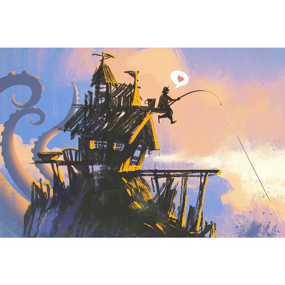 ArtzFolio Fisherman On An Old House With A Fishing Rod Unframed Paper Poster-Paper Posters Unframed-AZART44245760POS_UN_L-Image Code 5005204 Vishnu Image Folio Pvt Ltd, IC 5005204, ArtzFolio, Paper Posters Unframed, Abstract, Fantasy, Fine Art Reprint, fisherman, on, an, old, house, with, a, fishing, rod, unframed, paper, poster, wall, large, size, for, living, room, home, decoration, big, framed, decor, posters, pitaara, box, modern, art, frame, bedroom, amazonbasics, door, drawing, small, decorative, offi