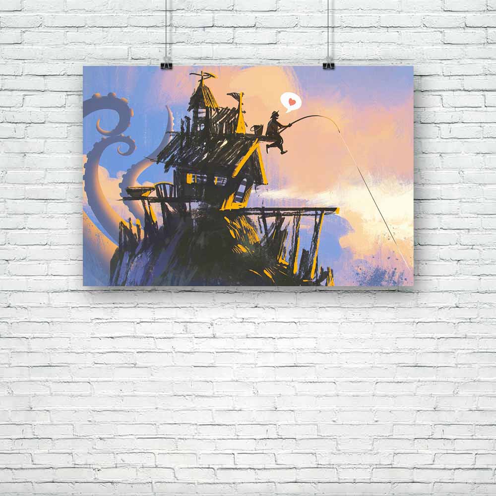 Fisherman On An Old House Unframed Paper Poster-Paper Posters Unframed-POS_UN-IC 5005204 IC 5005204, Abstract Expressionism, Abstracts, Animated Cartoons, Art and Paintings, Caricature, Cartoons, Hobbies, Illustrations, Paintings, Semi Abstract, Signs, Signs and Symbols, Sunsets, Watercolour, Wooden, fisherman, on, an, old, house, unframed, paper, poster, abstract, acrylic, angler, art, artistic, artwork, background, beautiful, beauty, beer, big, canvas, cartoon, color, concept, cover, creature, design, exc