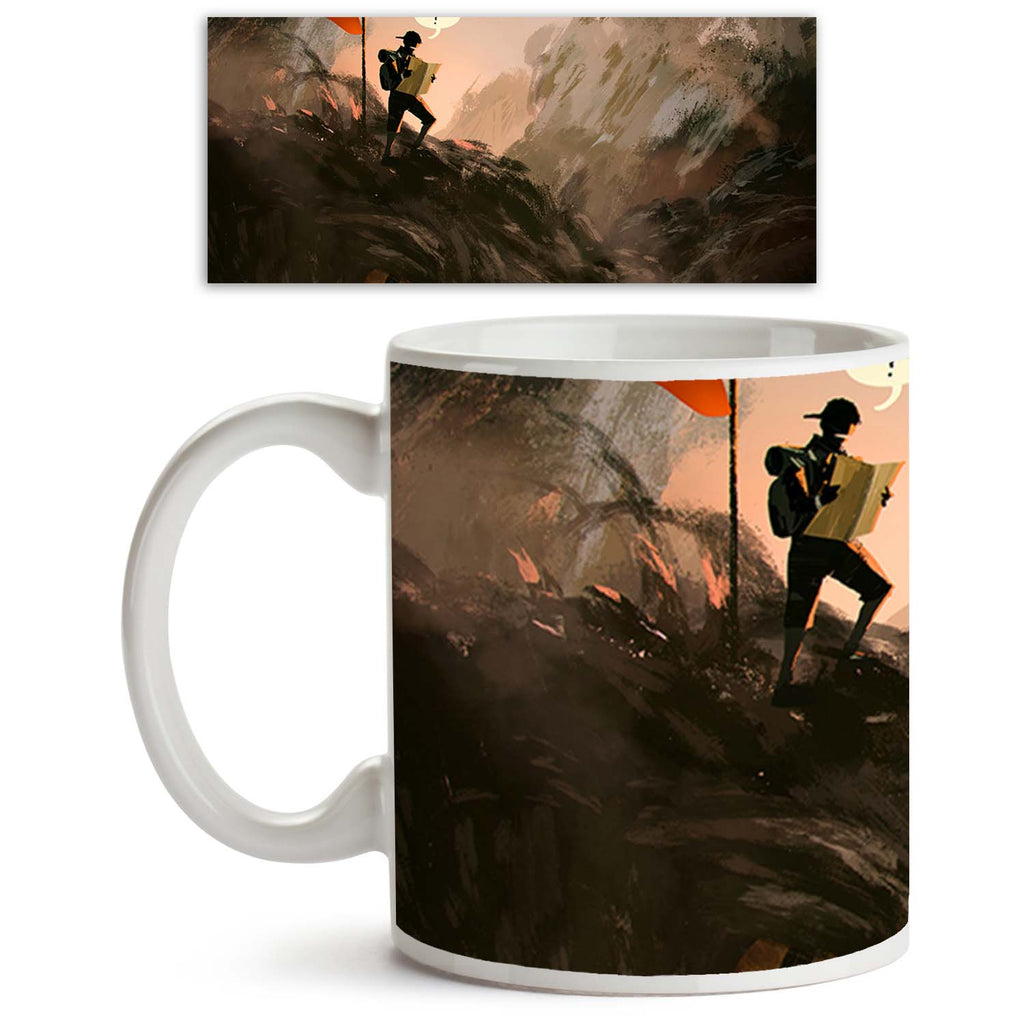 Lost Hiker With Backpack Looking At Map Ceramic Coffee Tea Mug Inside White-Coffee Mugs-MUG-IC 5005206 IC 5005206, Abstract Expressionism, Abstracts, Art and Paintings, Automobiles, Flags, Illustrations, Maps, Mountains, Nature, Paintings, People, Scenic, Semi Abstract, Signs, Signs and Symbols, Transportation, Travel, Vehicles, Watercolour, lost, hiker, with, backpack, looking, at, map, ceramic, coffee, tea, mug, inside, white, adventure, dinosaur, traveler, abstract, acrylic, art, artistic, artwork, backg