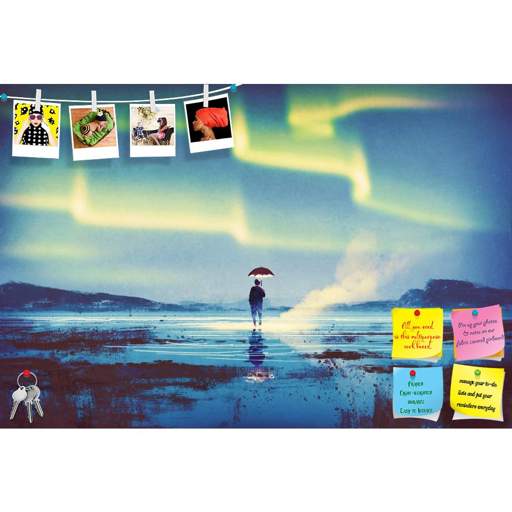 ArtzFolio Northern Lights Aurora Borealis Over Man Printed Bulletin Board Notice Pin Board Soft Board | Frameless-Bulletin Boards Frameless-AZSAO44954052BLB_FL_L-Image Code 5005247 Vishnu Image Folio Pvt Ltd, IC 5005247, ArtzFolio, Bulletin Boards Frameless, Abstract, Fantasy, Fine Art Reprint, northern, lights, aurora, borealis, over, man, printed, bulletin, board, notice, pin, soft, frameless, holding, umbrella, painting, acrylic, art, artistic, artwork, background, beautiful, canvas, color, concept, cove