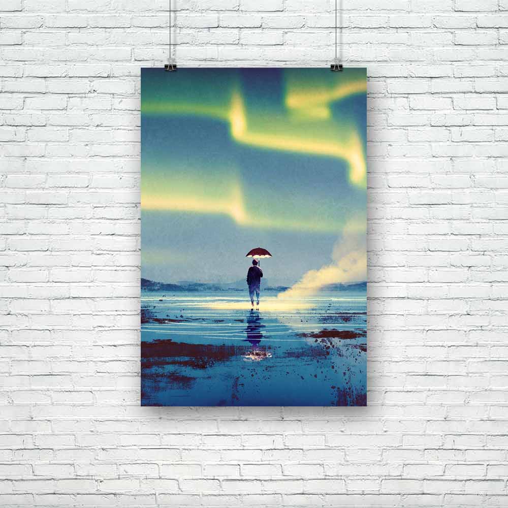 Northern Lights Aurora Borealis Over Man Unframed Paper Poster-Paper Posters Unframed-POS_UN-IC 5005247 IC 5005247, Abstract Expressionism, Abstracts, Art and Paintings, Black and White, Illustrations, Landscapes, Nature, Paintings, People, Scenic, Semi Abstract, Signs, Signs and Symbols, Space, Stars, Watercolour, White, northern, lights, aurora, borealis, over, man, unframed, paper, poster, universe, alone, abstract, acrylic, adventure, art, artistic, artwork, background, beautiful, blue, canvas, cold, co