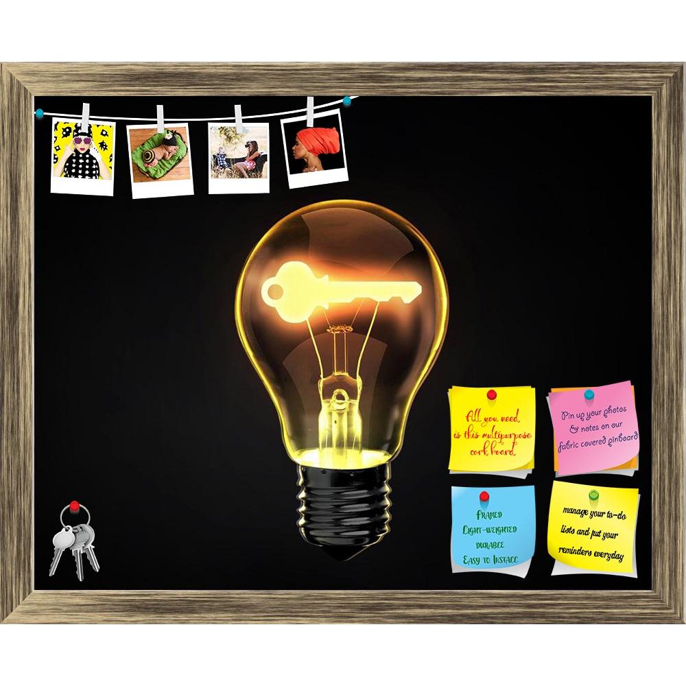 ArtzFolio Light Bulb With Key Inside Printed Bulletin Board Notice Pin Board Soft Board | Framed-Bulletin Boards Framed-AZSAO44960443BLB_FR_L-Image Code 5005254 Vishnu Image Folio Pvt Ltd, IC 5005254, ArtzFolio, Bulletin Boards Framed, Conceptual, Digital Art, light, bulb, with, key, inside, printed, bulletin, board, notice, pin, soft, framed, dark, background, idea, creative, inspiration, motivation, success, lock, opportunity, gate, guard, password, hack, business, concept, sign, unlock, symbol, open, doo