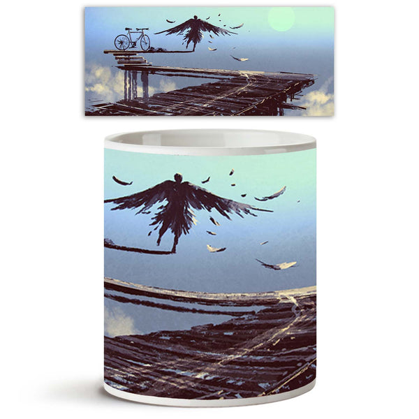 Man Becomes Bird Standing On End Of Line Ceramic Coffee Tea Mug Inside White-Coffee Mugs-MUG-IC 5005288 IC 5005288, Abstract Expressionism, Abstracts, Art and Paintings, Birds, Illustrations, Paintings, Semi Abstract, Signs, Signs and Symbols, Watercolour, man, becomes, bird, standing, on, end, of, line, ceramic, coffee, tea, mug, inside, white, abstract, acrylic, art, artistic, artwork, background, beautiful, beauty, bicycle, blue, brave, breakthrough, bridge, canvas, change, color, concept, conquer, coura