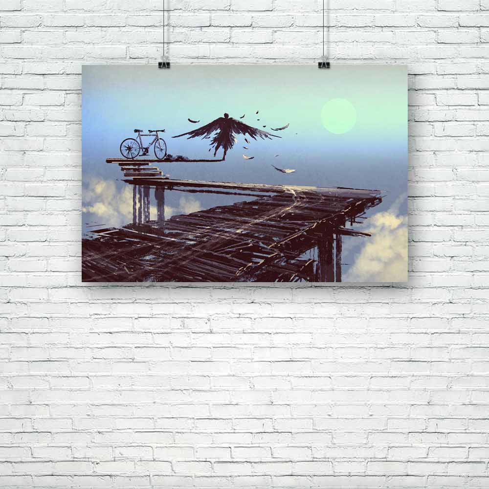 Man Becomes Bird Standing On End Of Line Unframed Paper Poster-Paper Posters Unframed-POS_UN-IC 5005288 IC 5005288, Abstract Expressionism, Abstracts, Art and Paintings, Birds, Illustrations, Paintings, Semi Abstract, Signs, Signs and Symbols, Watercolour, man, becomes, bird, standing, on, end, of, line, unframed, paper, poster, abstract, acrylic, art, artistic, artwork, background, beautiful, beauty, bicycle, blue, brave, breakthrough, bridge, canvas, change, color, concept, conquer, courage, dead, design,