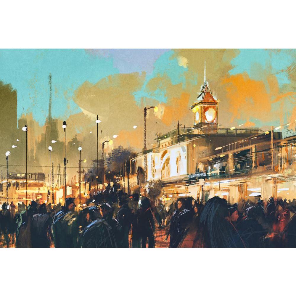 People In A City Park At Sunset Canvas Painting Synthetic Frame-Paintings MDF Framing-AFF_FR-IC 5005319 IC 5005319, Architecture, Art and Paintings, Automobiles, Cities, City Views, Illustrations, Landscapes, Paintings, People, Scenic, Signs, Signs and Symbols, Sunsets, Transportation, Travel, Urban, Vehicles, Watercolour, in, a, city, park, at, sunset, canvas, painting, synthetic, frame, acrylic, art, artistic, artwork, beautiful, brown, building, cityscape, color, colorful, concept, crowd, design, destina