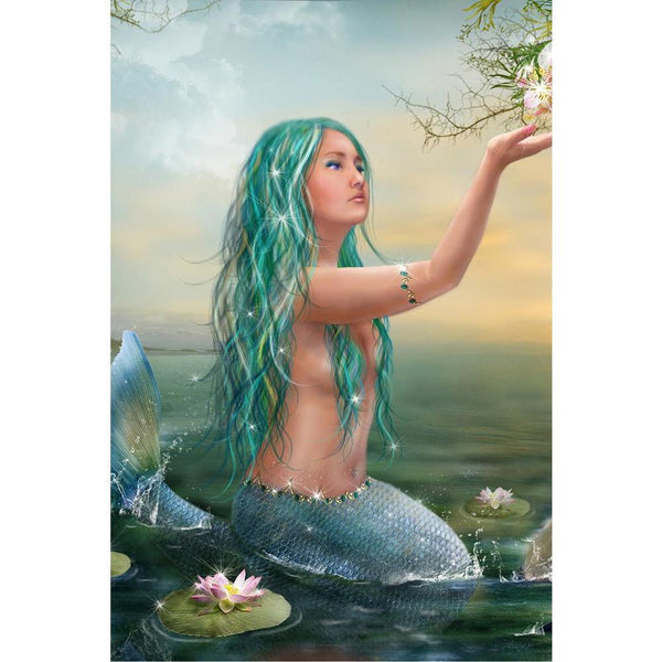 Mermaid With Flowers Unframed Paper Poster-Paper Posters Unframed-POS_UN-IC 5005368 IC 5005368, Mermaid, Sunsets, with, flowers, unframed, paper, wall, poster, sunset, green, hair, lilies, artzfolio, posters, wall posters, posters for room, posters for room decoration, office poster, door poster, baby poster, motivational posters, posters for room boys, quotes, poster for wall decoration, friends poster, abstract paintings for living room, inspirational posters, room posters, wall posters for bedroom, funny