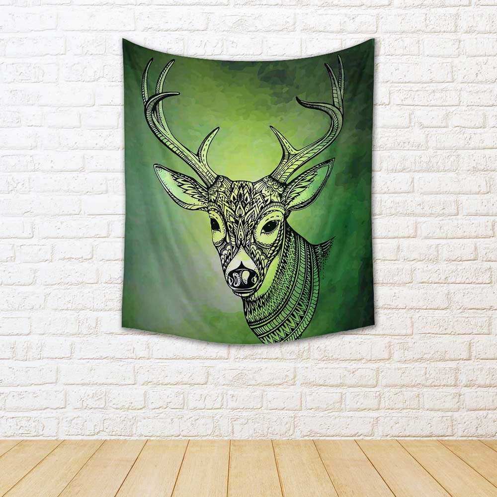ArtzFolio Horned Deer Fabric Tapestry Wall Hanging-Tapestries-AZART46570730TAP_L-Image Code 5005391 Vishnu Image Folio Pvt Ltd, IC 5005391, ArtzFolio, Tapestries, Animals, Digital Art, horned, deer, fabric, tapestry, wall, hanging, illustration, vector, head, animal, wildlife, horn, antler, drawing, design, wild, mammal, nature, isolated, graphic, stag, decoration, male, art, symbol, hunt, trophy, outline, element, line, beautiful, hand, muzzle, draw, strong, reindeer, drawn, sign, huge, powerful, fauna, ch