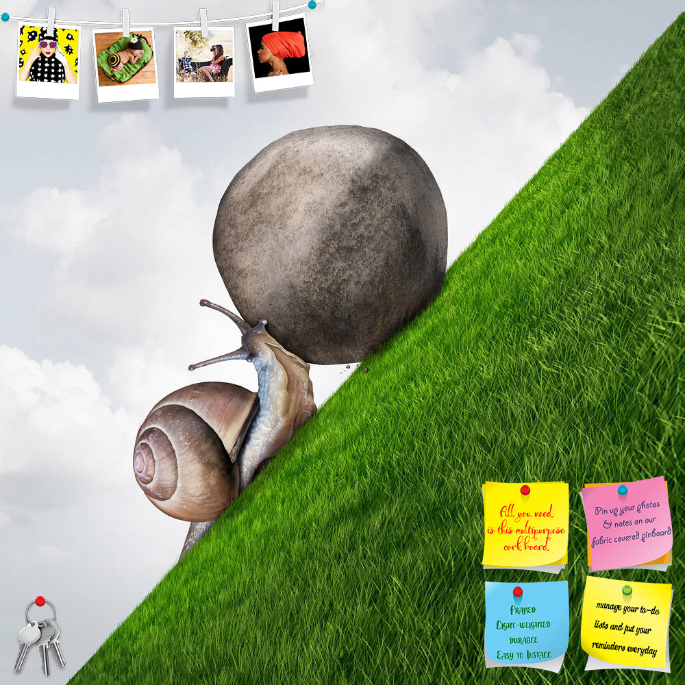 ArtzFolio Snail Pushing A Boulder Printed Bulletin Board Notice Pin Board Soft Board | Frameless-Bulletin Boards Frameless-AZSAO46714594BLB_FL_L-Image Code 5005410 Vishnu Image Folio Pvt Ltd, IC 5005410, ArtzFolio, Bulletin Boards Frameless, Animals, Conceptual, Kids, Digital Art, snail, pushing, a, boulder, printed, bulletin, board, notice, pin, soft, frameless, perseverance, symbol, sisyphus, as, determined, grass, mountain, metaphor, persistence, determination, succeed, persevere, concept, mythology, suc
