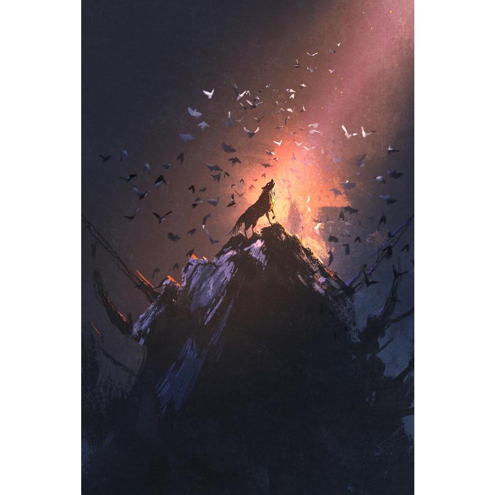Howling Wolf On Rock With Bird Flying Canvas Painting Synthetic Frame-Paintings MDF Framing-AFF_FR-IC 5005423 IC 5005423, Animals, Art and Paintings, Birds, Illustrations, Mountains, Nature, Paintings, Scenic, Signs, Signs and Symbols, Watercolour, Wildlife, howling, wolf, on, rock, with, bird, flying, canvas, painting, synthetic, frame, concept, art, wolves, horror, acrylic, animal, artistic, artwork, beautiful, color, dark, design, dog, illustration, light, mountain, night, oil, scary, scene, spooky, styl