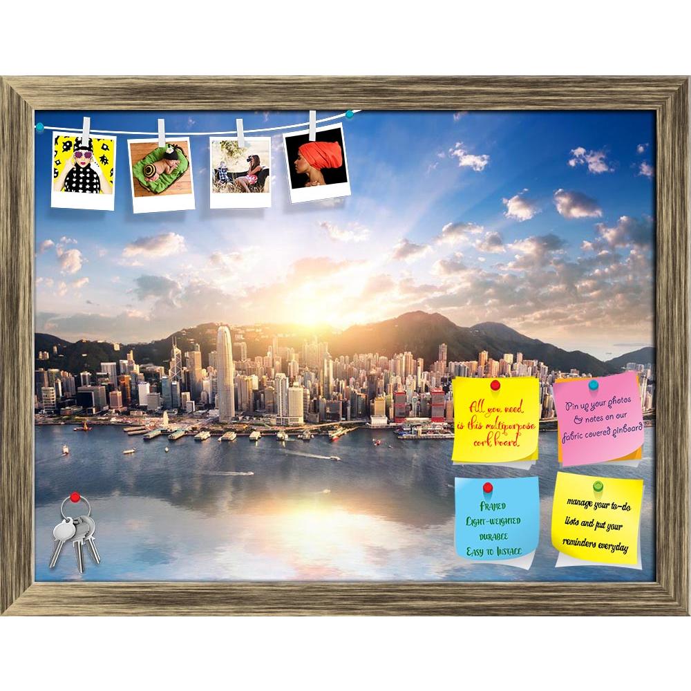 ArtzFolio Hong Kong City Skyline View Printed Bulletin Board Notice Pin Board Soft Board | Framed-Bulletin Boards Framed-AZSAO47112767BLB_FR_L-Image Code 5005441 Vishnu Image Folio Pvt Ltd, IC 5005441, ArtzFolio, Bulletin Boards Framed, Landscapes, Places, Photography, hong, kong, city, skyline, view, printed, bulletin, board, notice, pin, soft, framed, from, harbor, skyscrapers, buildings, reflect, water, sunset, sunlight, sun, rays, shine, through, clouds, blue, sky, asia, aerial, amazing, architecture, a