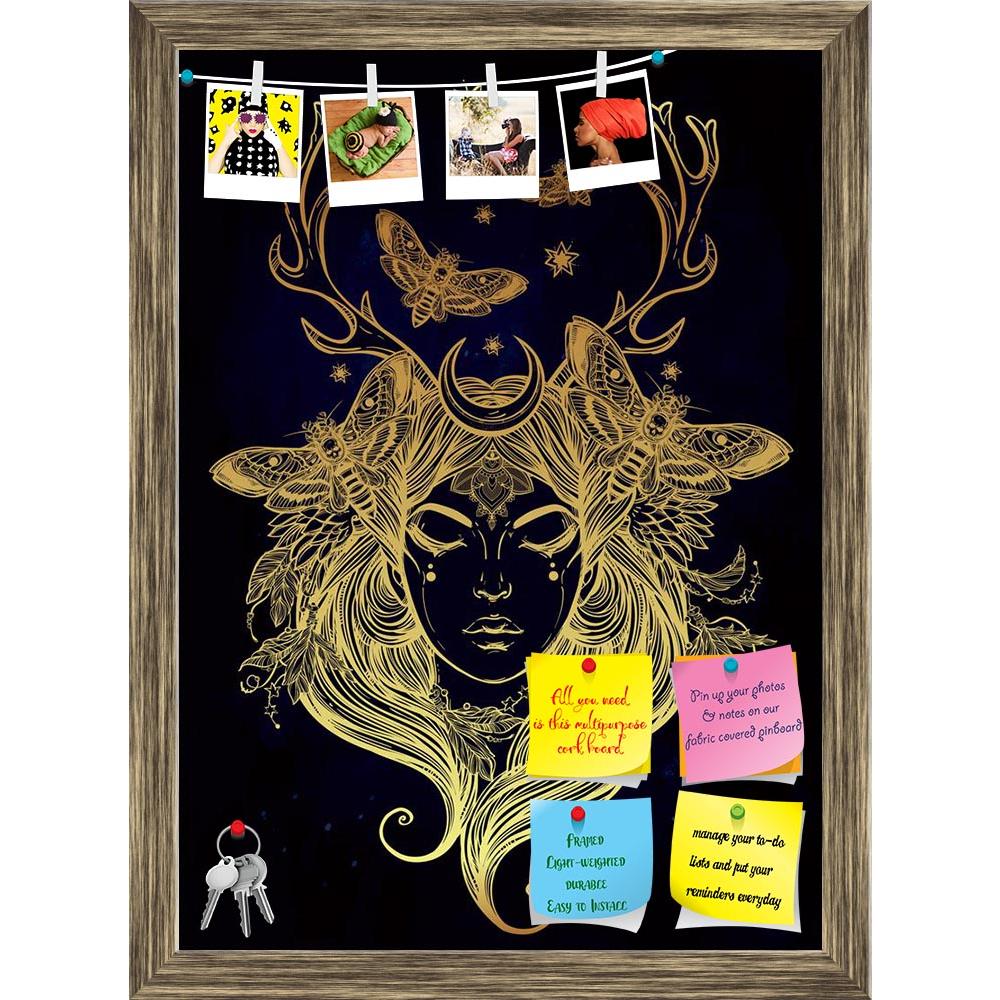 ArtzFolio Female Shaman Portriat Printed Bulletin Board Notice Pin Board Soft Board | Framed-Bulletin Boards Framed-AZSAO47155034BLB_FR_L-Image Code 5005442 Vishnu Image Folio Pvt Ltd, IC 5005442, ArtzFolio, Bulletin Boards Framed, Traditional, Digital Art, female, shaman, portriat, printed, bulletin, board, notice, pin, soft, framed, hand, drawn, beautiful, artwork, alchemy, religion, spirituality, occultism, tattoo, art, coloring, books, isolated, vector, illustration, pin up board, push pin board, extra 