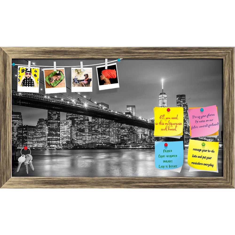 ArtzFolio Brooklyn Bridge & New York Manhattan Downtown, USA Printed Bulletin Board Notice Pin Board Soft Board | Framed-Bulletin Boards Framed-AZSAO47504979BLB_FR_L-Image Code 5005466 Vishnu Image Folio Pvt Ltd, IC 5005466, ArtzFolio, Bulletin Boards Framed, Places, Photography, brooklyn, bridge, new, york, manhattan, downtown, usa, printed, bulletin, board, notice, pin, soft, framed, city, skyline, dusk, skyscrapers, illuminated, east, river, panorama, copy, space, black, white, image, america, skyscraper