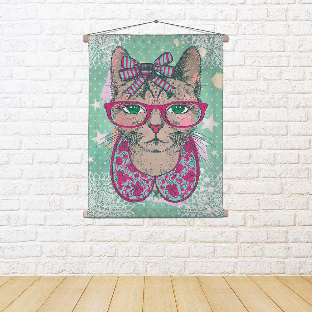 ArtzFolio Hipster Cat Woman Dressed Fabric Painting Tapestry Scroll Art Hanging-Scroll Art-AZART47545881TAP_L-Image Code 5005471 Vishnu Image Folio Pvt Ltd, IC 5005471, ArtzFolio, Scroll Art, Animals, Kids, Digital Art, hipster, cat, woman, dressed, fabric, painting, tapestry, scroll, art, hanging, fashion, vintage, graphic, card, collarette, bow, glasses, against, green, polka, dots, backdrop, hand, drawn, vector, illustration, tapestries, room tapestry, hanging tapestry, huge tapestry, amazonbasics, tapes
