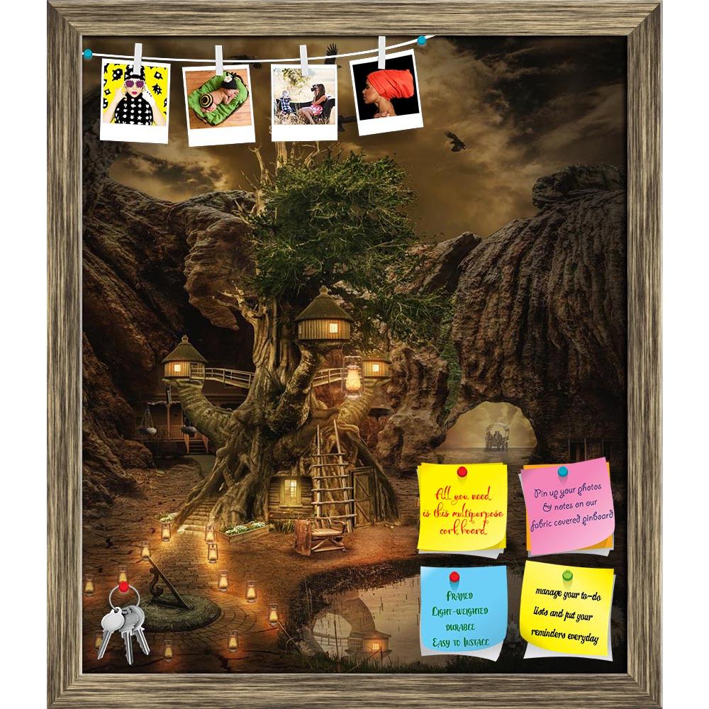 ArtzFolio Fairy House In A Gated City Printed Bulletin Board Notice Pin Board Soft Board | Framed-Bulletin Boards Framed-AZSAO47714041BLB_FR_L-Image Code 5005489 Vishnu Image Folio Pvt Ltd, IC 5005489, ArtzFolio, Bulletin Boards Framed, Fantasy, Surrealism, Fine Art Reprint, fairy, house, in, a, gated, city, printed, bulletin, board, notice, pin, soft, framed, illustration, fictional, situation, form, collage, photos, lake, water, reflection, tree, building, carriage, cart, donkey, road, light, lamp, myster