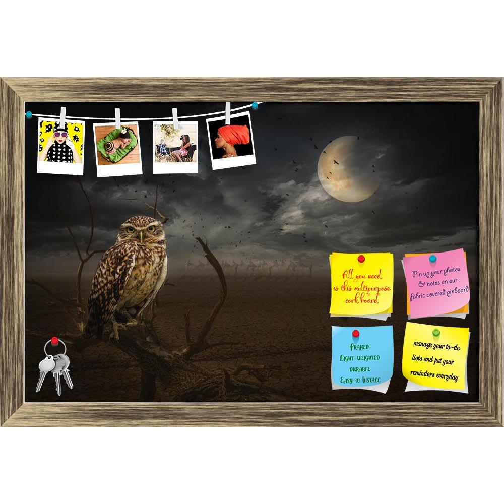 ArtzFolio Owl On A Dead Branch In A Night Steppe Printed Bulletin Board Notice Pin Board Soft Board | Framed-Bulletin Boards Framed-AZSAO47714069BLB_FR_L-Image Code 5005490 Vishnu Image Folio Pvt Ltd, IC 5005490, ArtzFolio, Bulletin Boards Framed, Birds, Fantasy, Digital Art, owl, on, a, dead, branch, in, night, steppe, printed, bulletin, board, notice, pin, soft, framed, illustration, fictional, situation, form, collage, photos, desert, wolf, moon, predator, howling, dark, anxiety, danger, bird, crow, fly,