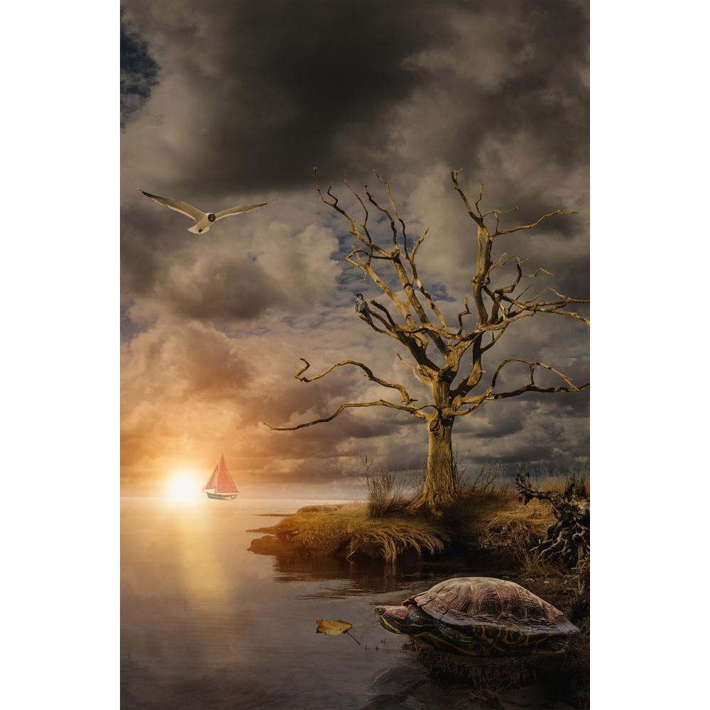 Old Turtle On The Shore Of The Pond Autumn Canvas Painting Synthetic Frame-Paintings MDF Framing-AFF_FR-IC 5005492 IC 5005492, Collages, Fantasy, Futurism, Illustrations, Marble and Stone, Science Fiction, Space, Sunsets, old, turtle, on, the, shore, of, pond, autumn, canvas, painting, synthetic, frame, adoption, anticipation, collage, contemplation, dream, dry, experience, feelings, fiction, flight, future, ghost, grass, illusion, illustration, knowledge, lake, leaf, manipulation, mystery, past, philosophy