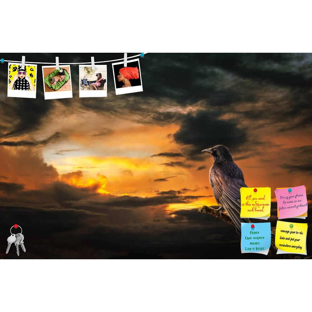 ArtzFolio Raven On Stormy Sunset Printed Bulletin Board Notice Pin Board Soft Board | Frameless-Bulletin Boards Frameless-AZSAO47714089BLB_FL_L-Image Code 5005494 Vishnu Image Folio Pvt Ltd, IC 5005494, ArtzFolio, Bulletin Boards Frameless, Birds, Fantasy, Photography, raven, on, stormy, sunset, printed, bulletin, board, notice, pin, soft, frameless, background, illustration, fictional, situation, form, collage, photos, cloud, fiery, intense, dark, gloomy, branch, bird, sitting, wings, beak, eyes, thinking,