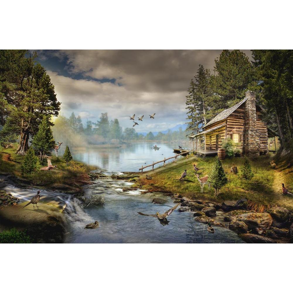Pitaara Box House In The The Forest By The Creek D2 Canvas Painting Synthetic Frame-Paintings MDF Framing-PBART47714091AFF_FR_L-Image Code 5005495 Vishnu Image Folio Pvt Ltd, IC 5005495, Pitaara Box, Paintings MDF Framing, Fantasy, Landscapes, Fine Art Reprint, house, in, the, forest, by, creek, d2, canvas, painting, synthetic, frame, illustration, fictional, situation, form, collage, photos, river, water, current, clean, fast, surge, stones, beach, trees, pine, needles, animal, wooden, hut, cabin, shelter,