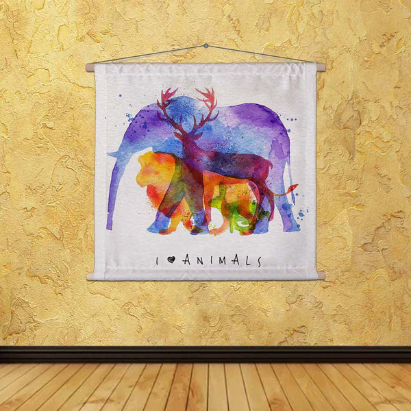ArtzFolio Color Animals Elephant Deer Lion Rabbit Fabric Painting Tapestry Scroll Art Hanging-Scroll Art-AZART47718325TAP_L-Image Code 5005496 Vishnu Image Folio Pvt Ltd, IC 5005496, ArtzFolio, Scroll Art, Animals, Quotes, Digital Art, color, elephant, deer, lion, rabbit, canvas, fabric, painting, tapestry, scroll, art, hanging, drawing, overprint, watercolor, paper, background, lettering, love, tapestries, room tapestry, hanging tapestry, huge tapestry, amazonbasics, tapestry cloth, fabric wall hanging, un