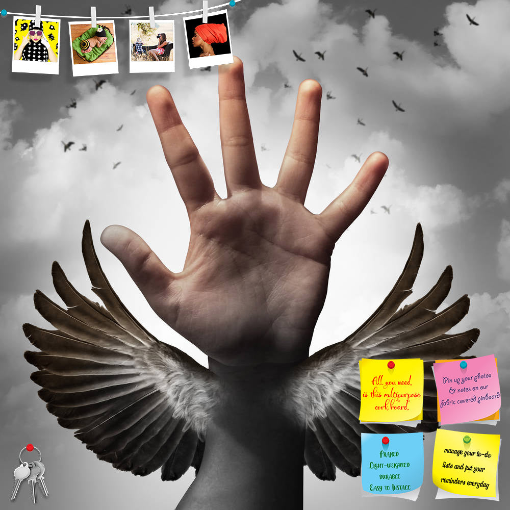 ArtzFolio Human Hand Transforming Into A Bird Wing Printed Bulletin Board Notice Pin Board Soft Board | Frameless-Bulletin Boards Frameless-AZSAO47885238BLB_FL_L-Image Code 5005505 Vishnu Image Folio Pvt Ltd, IC 5005505, ArtzFolio, Bulletin Boards Frameless, Conceptual, Digital Art, human, hand, transforming, into, a, bird, wing, printed, bulletin, board, notice, pin, soft, frameless, build, self, confidence, concept, believing, inner, potential, as, metaphor, learning, career, education, gain, freedom, thr
