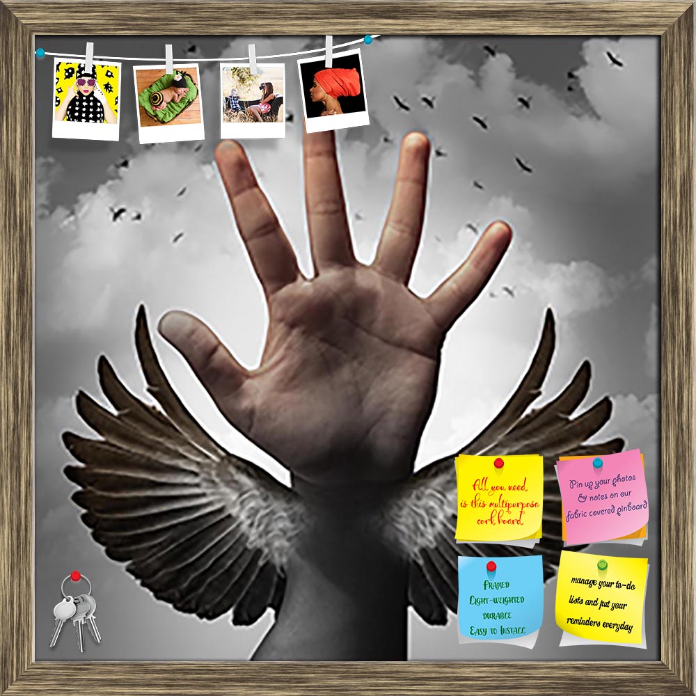 ArtzFolio Human Hand Transforming Into A Bird Wing Printed Bulletin Board Notice Pin Board Soft Board | Framed-Bulletin Boards Framed-AZSAO47885238BLB_FR_L-Image Code 5005505 Vishnu Image Folio Pvt Ltd, IC 5005505, ArtzFolio, Bulletin Boards Framed, Conceptual, Digital Art, human, hand, transforming, into, a, bird, wing, printed, bulletin, board, notice, pin, soft, framed, build, self, confidence, concept, believing, inner, potential, as, metaphor, learning, career, education, gain, freedom, through, courag